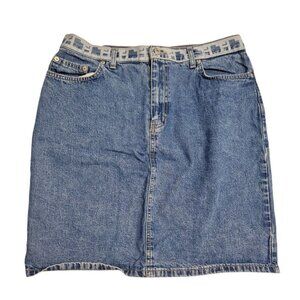 Tommy Hilfiger Jean Skirt Pockets Stetch Waist Blue Denim Womens Size 12